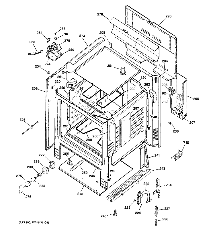 BODY PARTS Diagram and Parts List for RB757BH1WH  Hotpoint Range