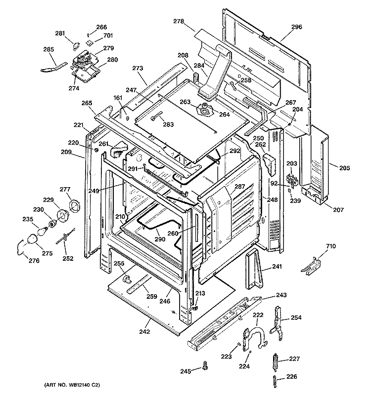 BODY PARTS Diagram and Parts List for RB787WH1WW  Hotpoint Range