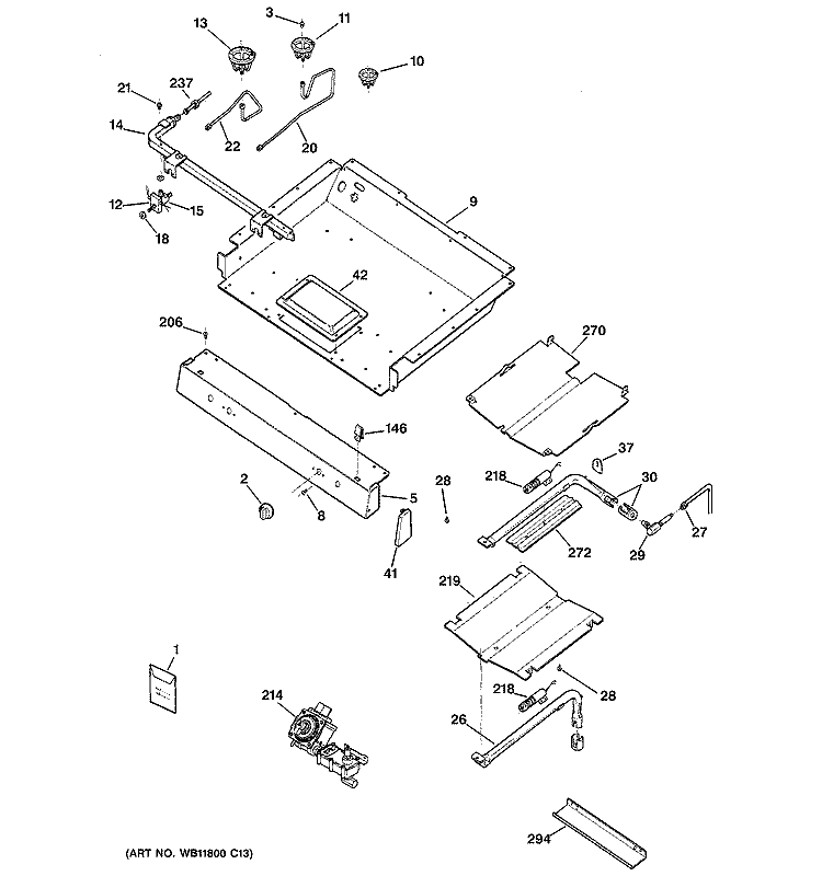 GAS & BURNER PARTS Diagram and Parts List for JGBP33SEH1SS  General Electric Range