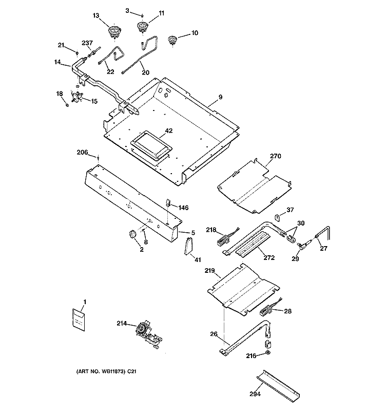 GAS & BURNER PARTS Diagram and Parts List for JGBP90MEH1BC  General Electric Range