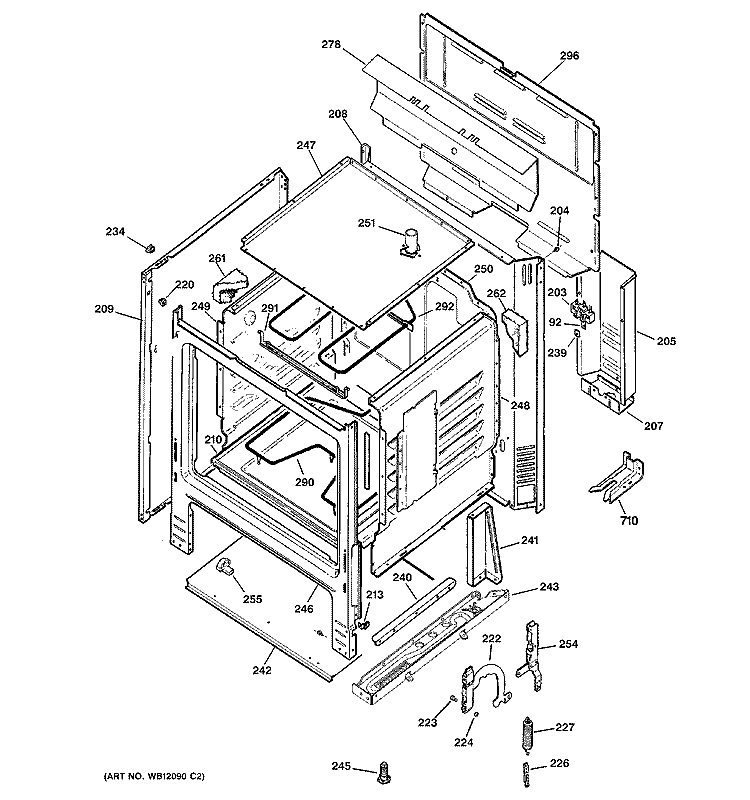 BODY PARTS Diagram and Parts List for JBS03BH2CT  General Electric Range