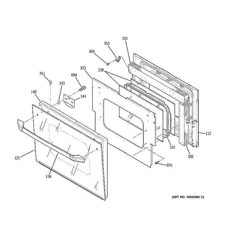 DOOR Diagram and Parts List for JMS08BD3CT  General Electric Range
