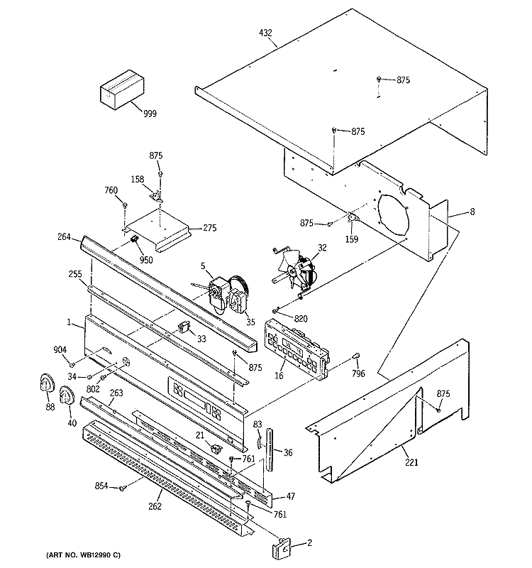 CONTROL PANEL Diagram and Parts List for JKP27WT1WW  General Electric Wall Oven