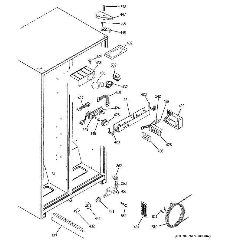 FRESH FOOD SECTION Diagram and Parts List for GSA20IEPCFBB  General Electric Refrigerator