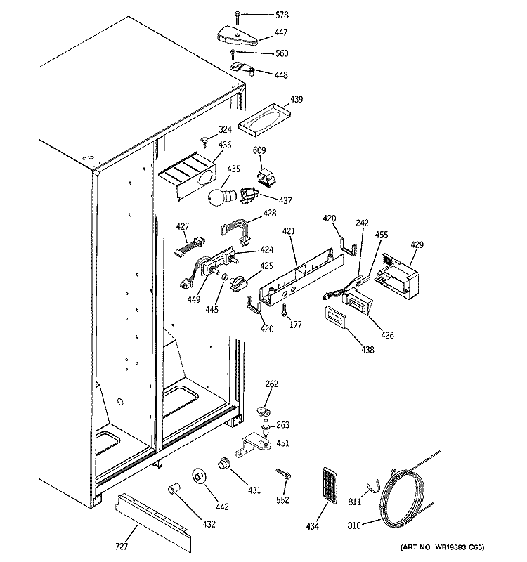 FRESH FOOD SECTION Diagram and Parts List for GSG20IEPCFWW  General Electric Refrigerator
