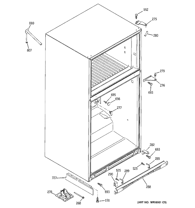 CASE PARTS Diagram and Parts List for GTS22KHPARBB  General Electric Refrigerator