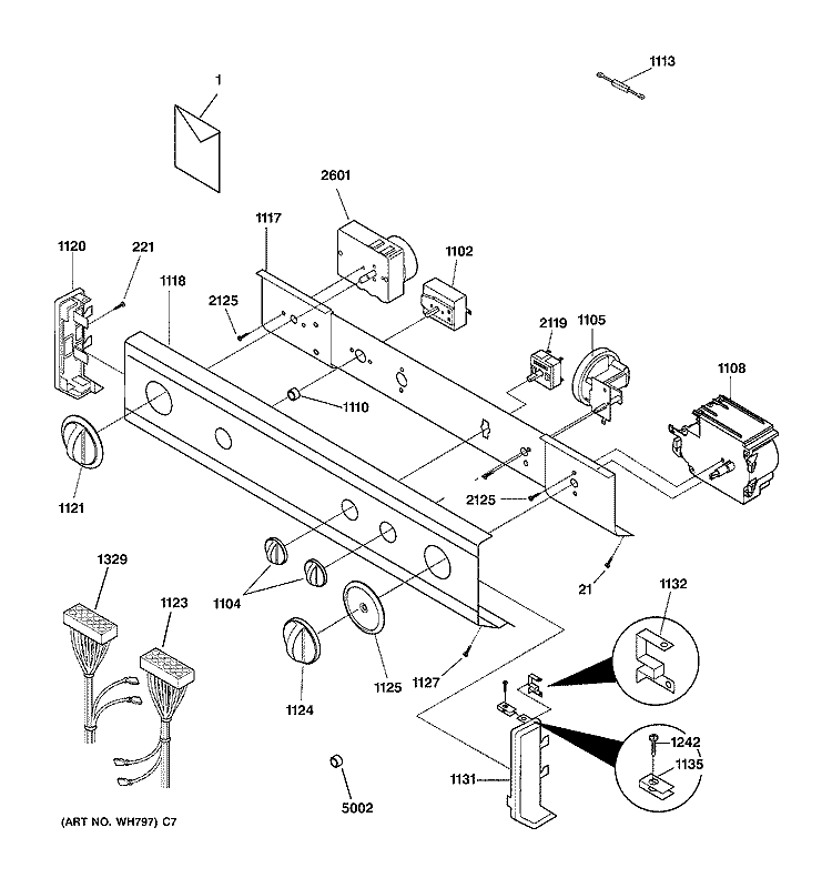 CONTROL PANEL Diagram and Parts List for WSM2780DAWWW  General Electric Washer Dryer Combo