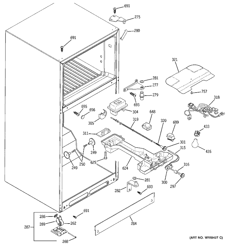 FRESH FOOD SECTION Diagram and Parts List for GTS18JBPBRCC  General Electric Refrigerator