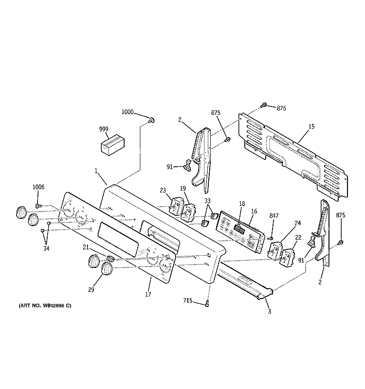CONTROL PANEL Diagram and Parts List for EER3001H00SS  General Electric Range
