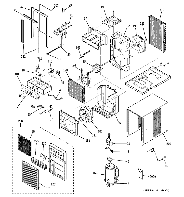 ROOM AIR CONDITIONER Diagram and Parts List for AGX10AAG1  General Electric Air Conditioner