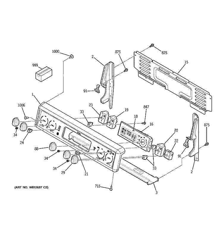 CONTROL PANEL Diagram and Parts List for JBP69SF3SS  General Electric Range