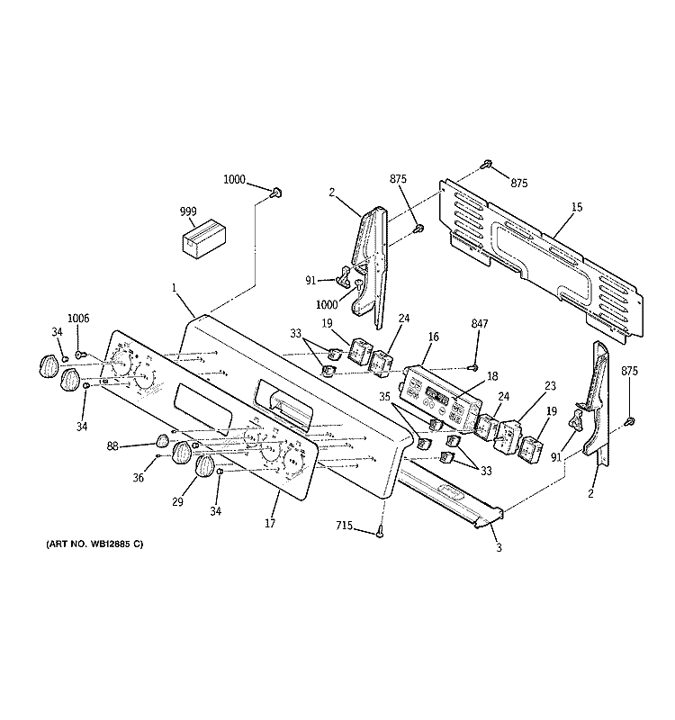 CONTROL PANEL Diagram and Parts List for JBP82SH1SS  General Electric Range