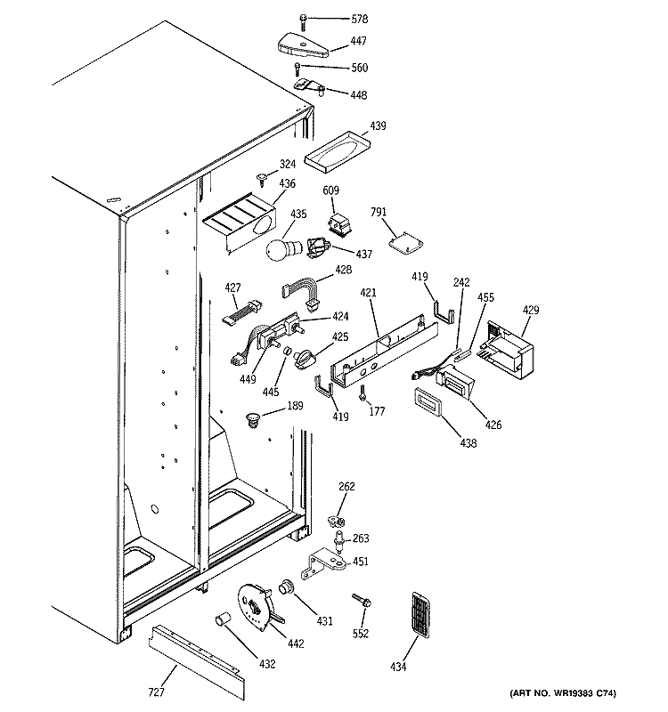 FRESH FOOD SECTION Diagram and Parts List for GSG22KBPCFBB  General Electric Refrigerator