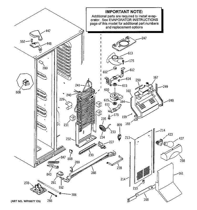 FREEZER SECTION Diagram and Parts List for PSC23NHNABB  General Electric Refrigerator