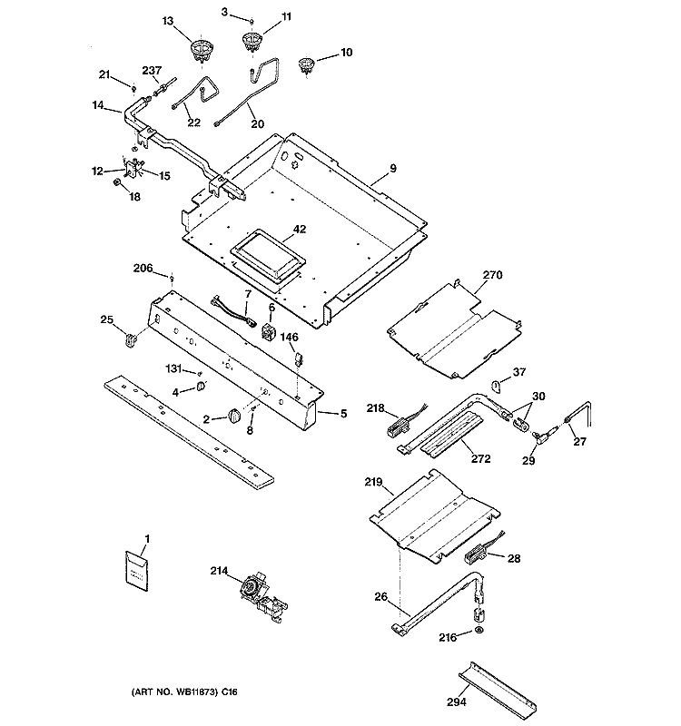 GAS & BURNER PARTS Diagram and Parts List for JGBP79BEB7BB  General Electric Range