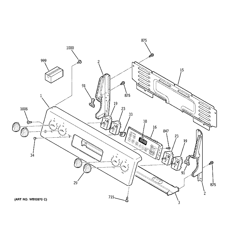 CONTROL PANEL Diagram and Parts List for JBP35BH1WH  General Electric Range