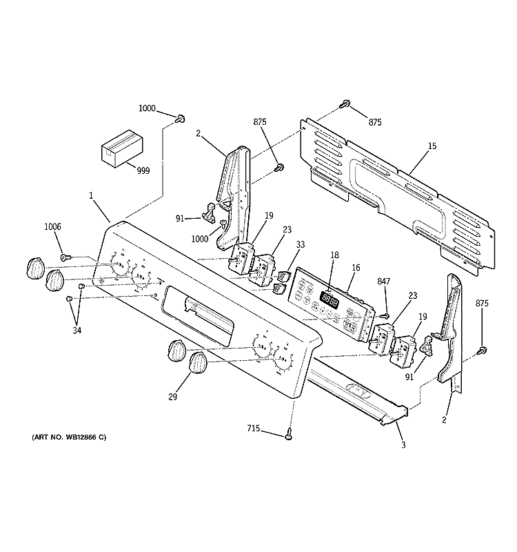 CONTROL PANEL Diagram and Parts List for JBP66BH1CT  General Electric Range