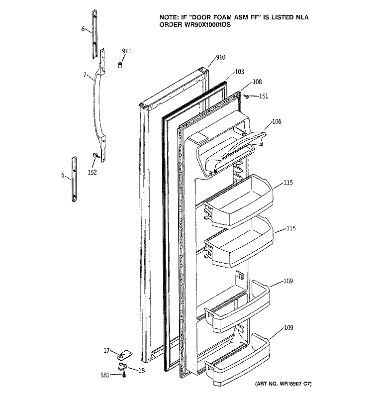 FRESH FOOD DOOR Diagram and Parts List for HST22IFMCWW  Hotpoint Refrigerator