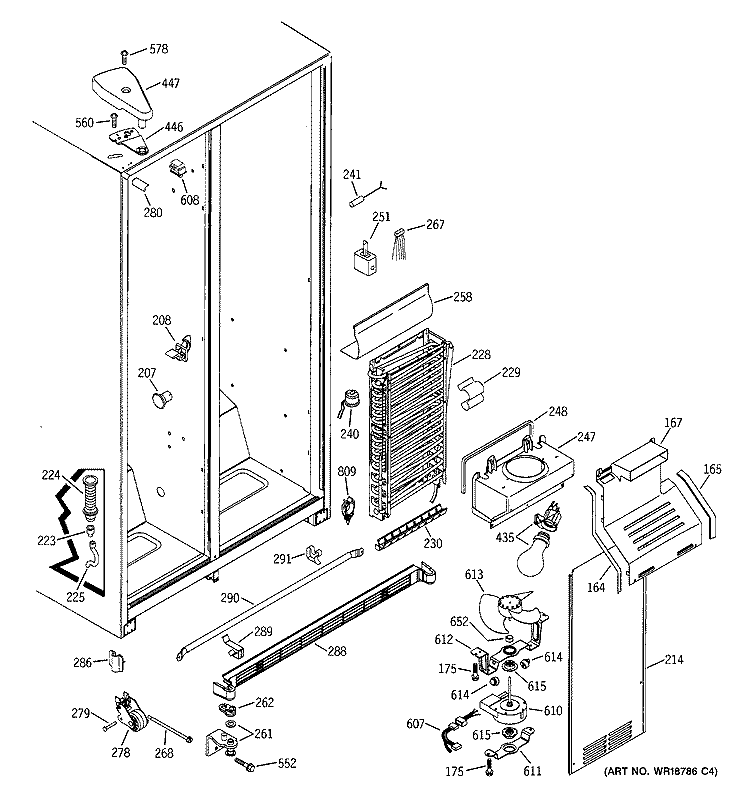 FREEZER SECTION Diagram and Parts List for HSS25IFMBCC  Hotpoint Refrigerator