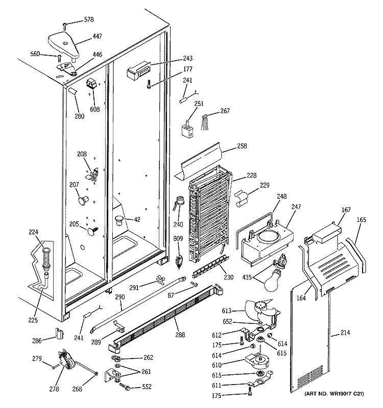 FREEZER SECTION Diagram and Parts List for HSS25IFMDWW  Hotpoint Refrigerator