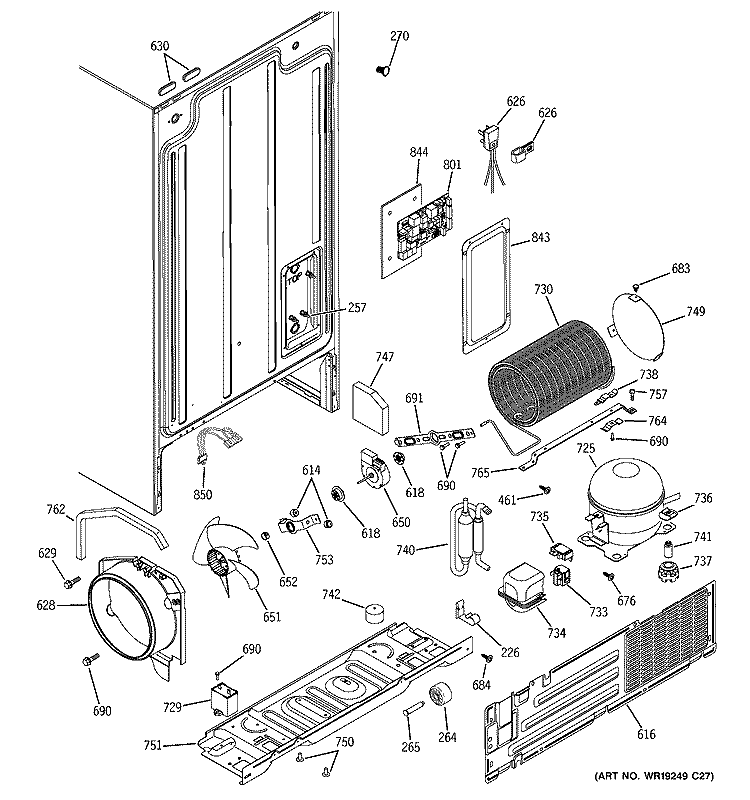 SEALED SYSTEM & MOTHER BOARD Diagram and Parts List for HST20DBPAWH  Hotpoint Refrigerator