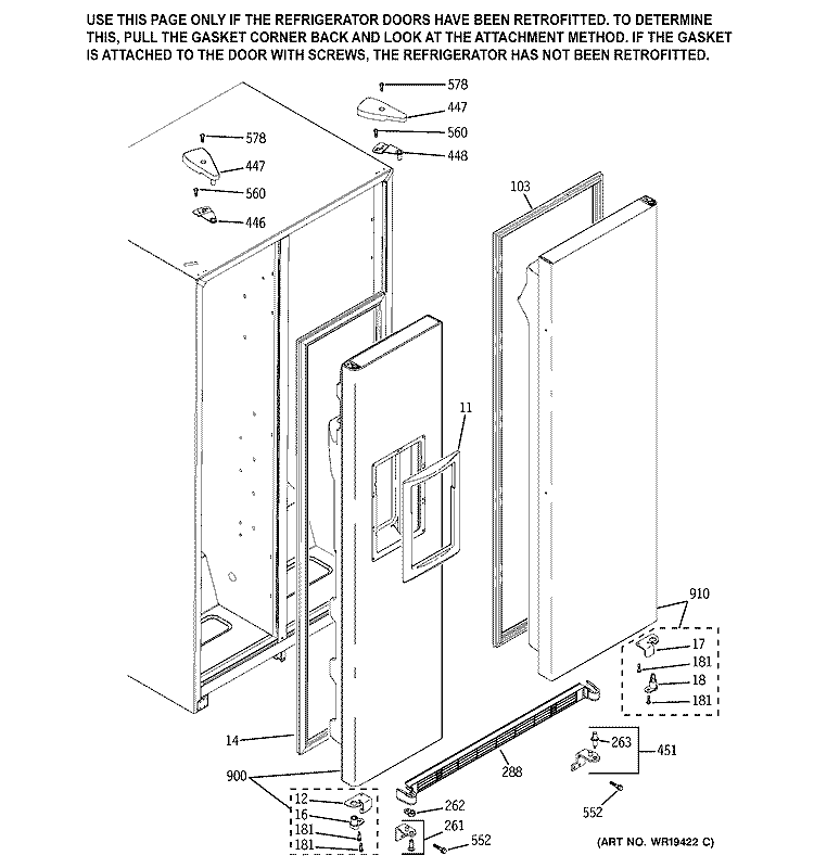 DOOR KIT Diagram and Parts List for HSS22IFMCWW  Hotpoint Refrigerator