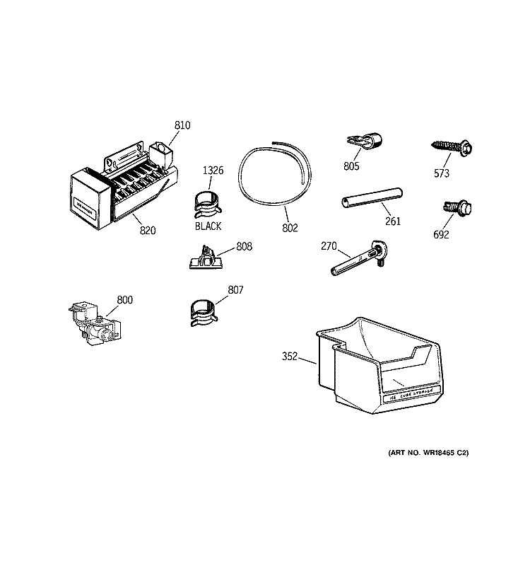 ICE MAKER & ACCESSORIES Diagram and Parts List for HTS20GCNCCC  Hotpoint Refrigerator