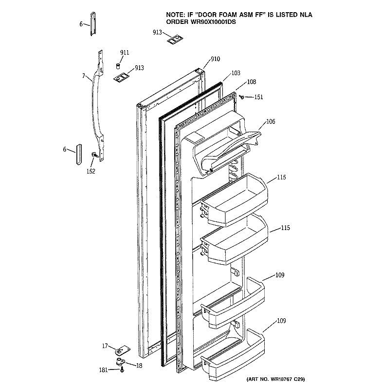 FRESH FOOD DOOR Diagram and Parts List for HSS22IFMACC  Hotpoint Refrigerator