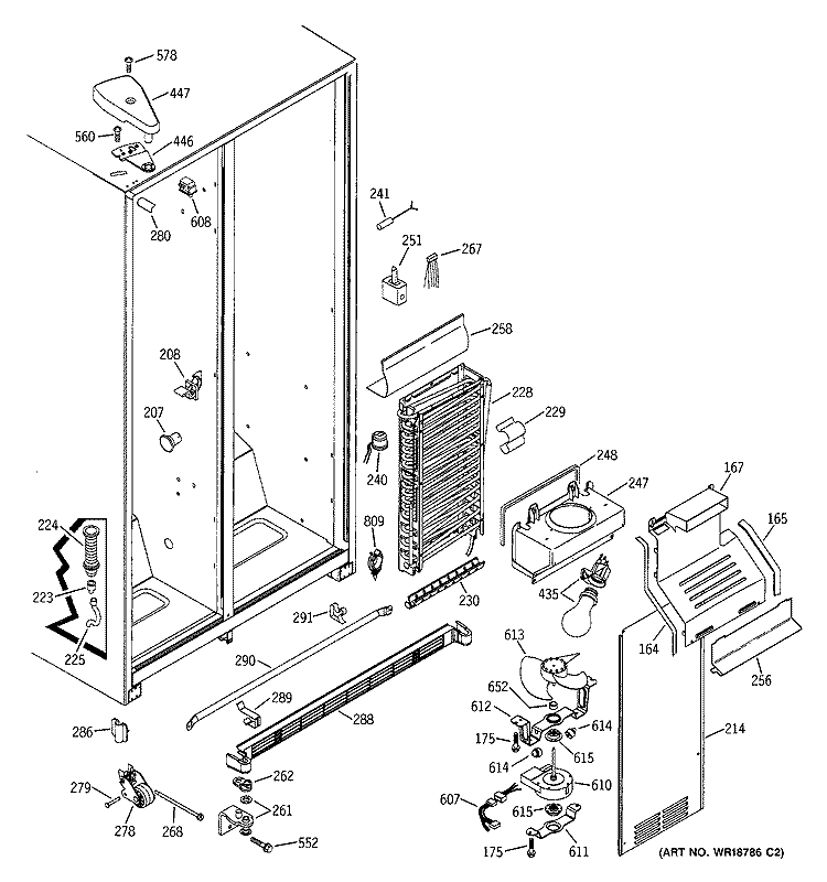 FREEZER SECTION Diagram and Parts List for HSS22IFMACC  Hotpoint Refrigerator
