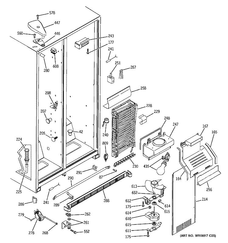FREEZER SECTION Diagram and Parts List for HSS22IFMDCC  Hotpoint Refrigerator