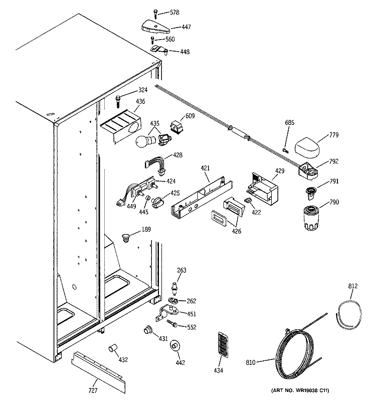 FRESH FOOD SECTION Diagram and Parts List for HSS22IFMDCC  Hotpoint Refrigerator
