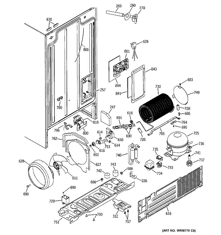 SEALED SYSTEM & MOTHER BOARD Diagram and Parts List for GSG25IEMAFWW  General Electric Refrigerator