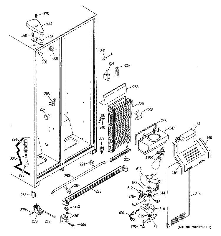 FREEZER SECTION Diagram and Parts List for GSG25IEMBFWW  General Electric Refrigerator