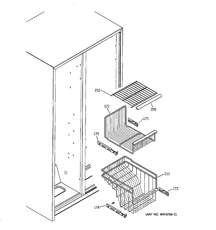 FREEZER SHELVES Diagram and Parts List for GSG25IEMBFWW  General Electric Refrigerator