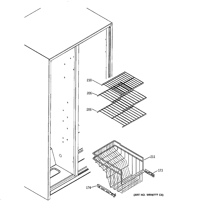 FREEZER SHELVES Diagram and Parts List for GSG25IEMDFWW  General Electric Refrigerator
