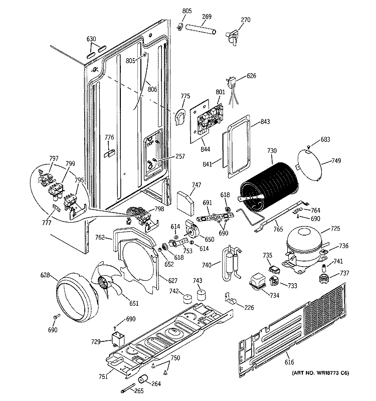 SEALED SYSTEM & MOTHER BOARD Diagram and Parts List for GSH22KGMAAA  General Electric Refrigerator