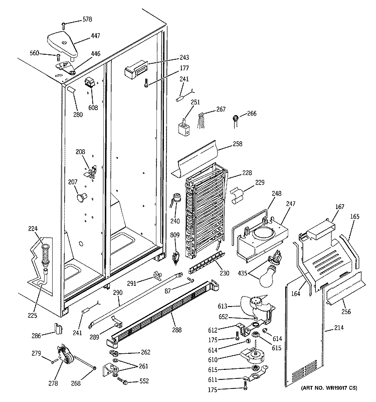 FREEZER SECTION Diagram and Parts List for GSH22KGMCBB  General Electric Refrigerator