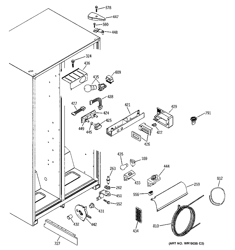 FRESH FOOD SECTION Diagram and Parts List for GSS22JEMCBB  General Electric Refrigerator