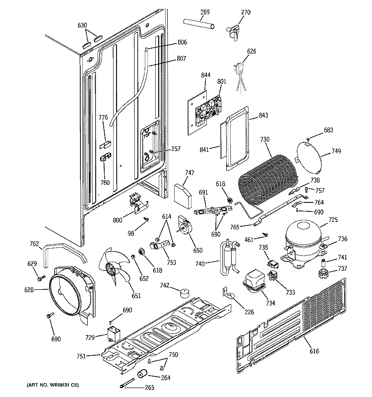 SEALED SYSTEM & MOTHER BOARD Diagram and Parts List for GSS22JEMDCC  General Electric Refrigerator