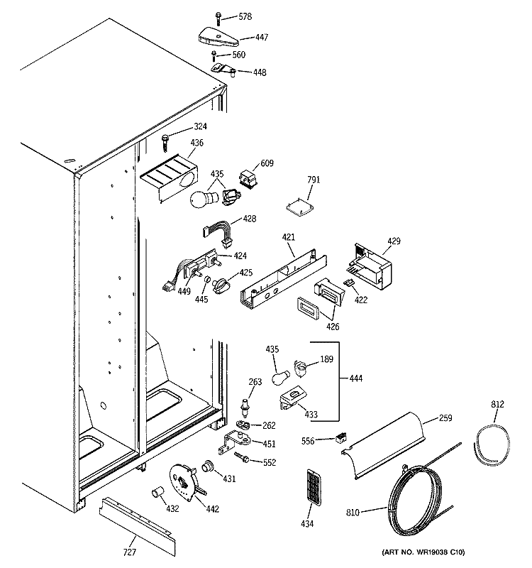 FRESH FOOD SECTION Diagram and Parts List for GSS22JEMDCC  General Electric Refrigerator