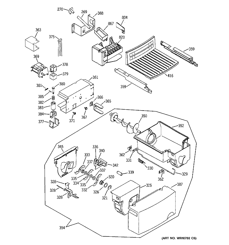 ICE MAKER & DISPENSER Diagram and Parts List for GSS22JEMABB  General Electric Refrigerator