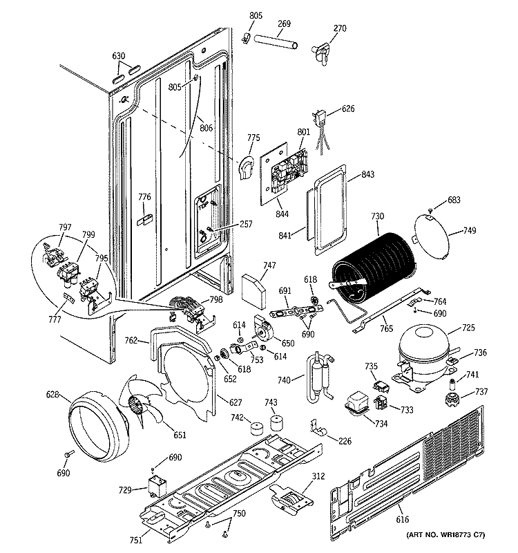 SEALED SYSTEM & MOTHER BOARD Diagram and Parts List for GSH25KGMACC  General Electric Refrigerator