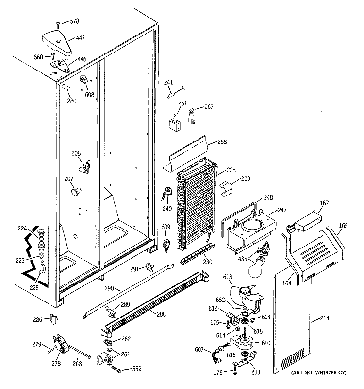FREEZER SECTION Diagram and Parts List for GSH25KGMACC  General Electric Refrigerator