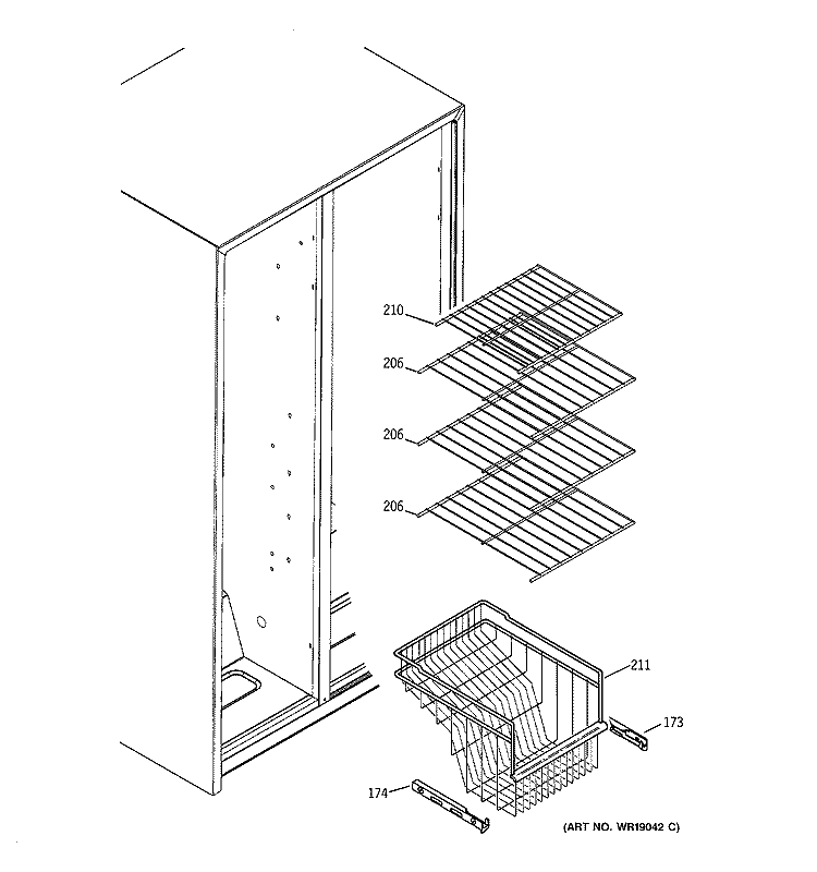 FREEZER SHELVES Diagram and Parts List for GSS22QFMCBB  General Electric Refrigerator