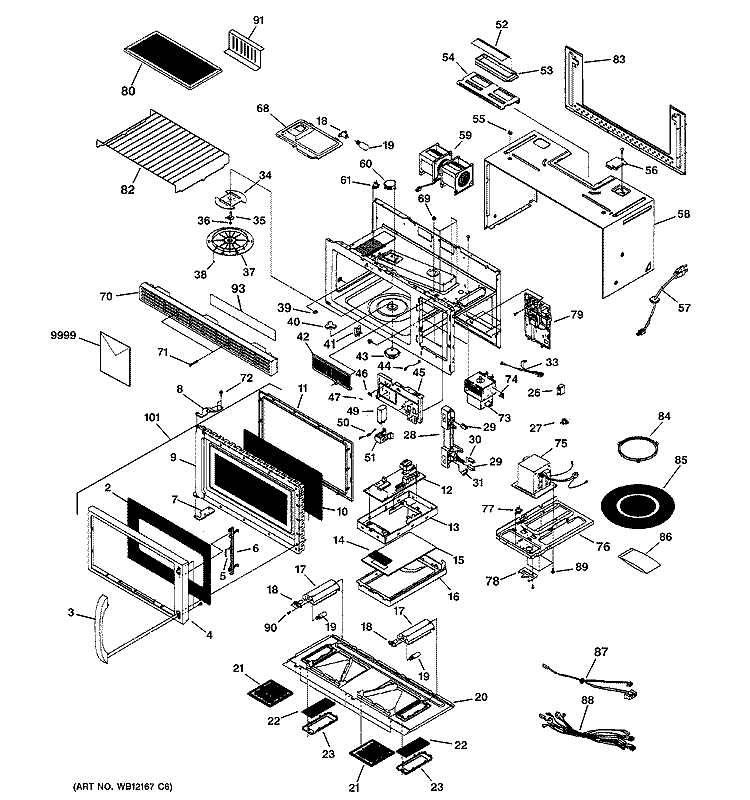 MICROWAVE Diagram and Parts List for JVM1440BD002  General Electric Microwave