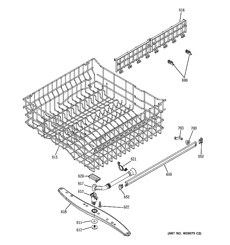 UPPER RACK ASSEMBLY Diagram and Parts List for GSD6700G02CC  General Electric Dishwasher