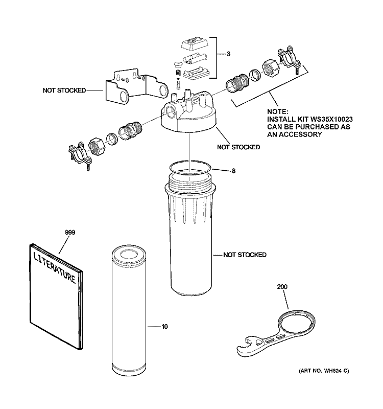 WATER FILTRATION PARTS Diagram and Parts List for GXWH04F  General Electric Water Filter System