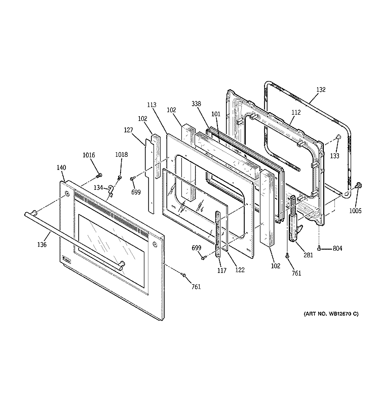 LOWER DOOR Diagram and Parts List for ZET3058BH1BB  General Electric Wall Oven