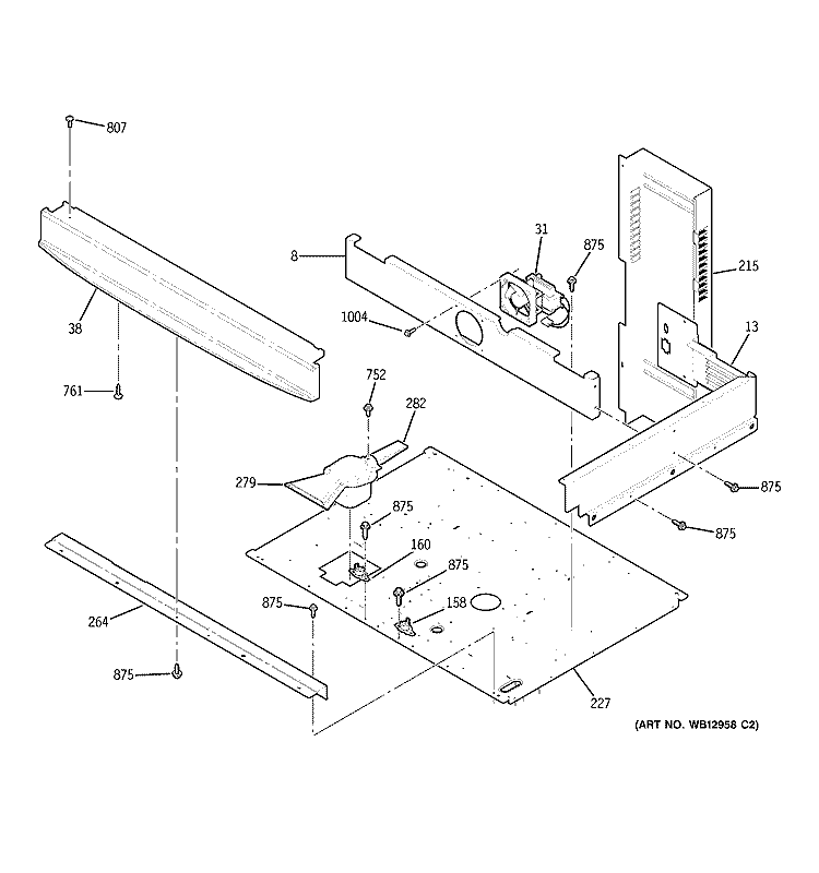 CENTER SPACER Diagram and Parts List for ZET3058BH1BB  General Electric Wall Oven