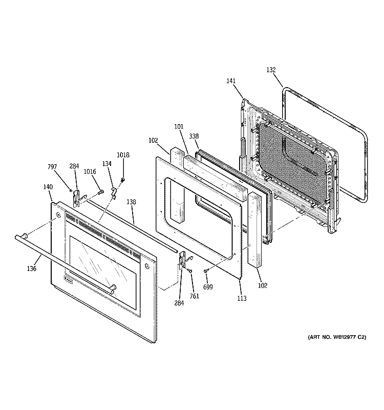 DOOR Diagram and Parts List for ZET3058BH1BB  General Electric Wall Oven